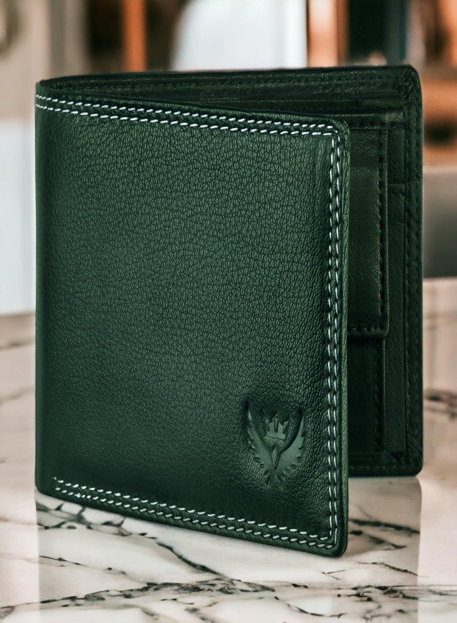 LORENZ® Bi-Fold Premium Green RFID Blocking Grain Leather Wallet for Men | Soft Nappa Men's Leather Wallet | GL-57 - Image 2